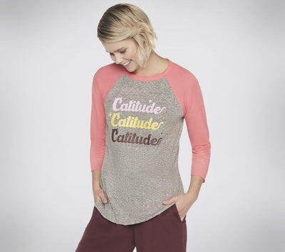 WOMEN'S CLOTHING CATITUDE BASEBALL TEE