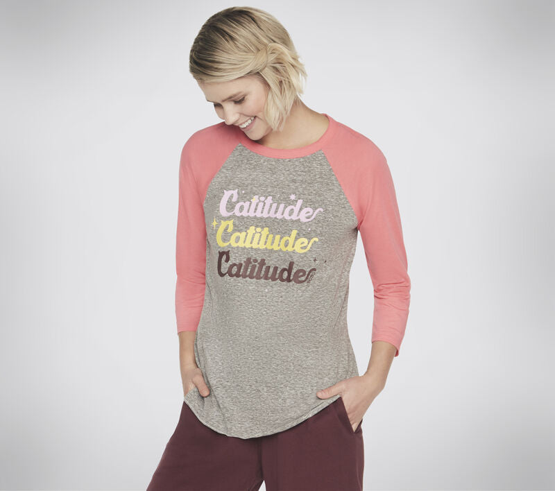 WOMEN'S CLOTHING CATITUDE BASEBALL TEE