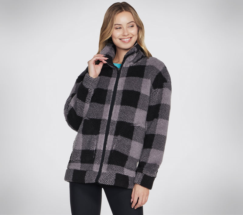 WOMEN'S CLOTHING SKECH SHERPA PLAID JACKET