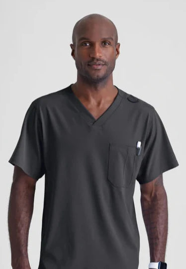 MEN'S CLOTHING CROSSOVER SCRUB TOP