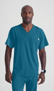 MEN'S CLOTHING 1PKT STRUCTURE CROSSOVER V-NK SCRUB TOP